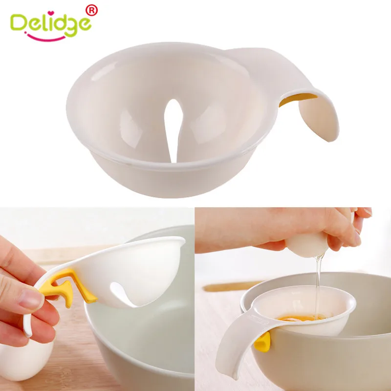 Delidge 1pc Plastic Mini Egg Yolk White Separator With Silicone Holder Egg Separator Baking Kitchen Cooking Tool Accessiories