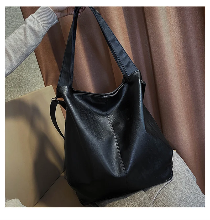 Large Capacity Black Shoulder Bag Female Luxury Soft Leather Messenger Bag Big All Match Handbags Women Brand Crossbody Bag Sac -Hef4911b939284a37acea678e78b79583F