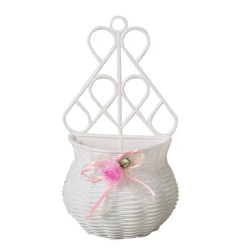 

Storage Flower Basket Vase Home Decor Pots Mini Garden Wall Hanging Artificial Rattan DIY Living Room Handmade Random Color