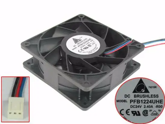 Delta Electronics PFB1224UHE-R00 DC 24V 2.4A 120x120x38 мм, версия 3 провода Сервер вентилятор охлаждения
