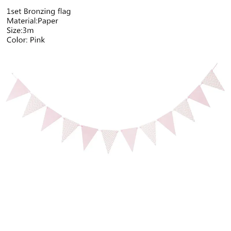 День рождения Свадебная вечеринка украшения горячего тиснения; Цвет: розовый, золотистый; Бумага полоса бумажный стаканчик, тарелка с изображением флага для детей Baby Shower мальчик девочка подарок - Цвет: 28