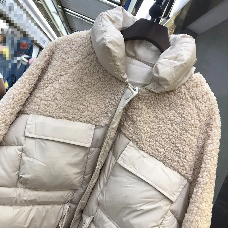 Neploe Femme Harajuku парка со стоячим воротником Зимняя Толстая теплая куртка для женщин из овечьей шерсти на молнии с кулиской хлопковое пальто 55109