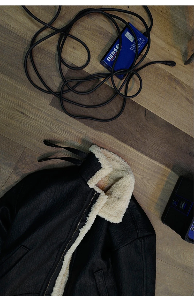 Корейская версия мотоциклетная куртка, пальто, одежда из овечьей шерсти, Авиатор, искусственная кожа, замша, Мужская теплая зимняя куртка