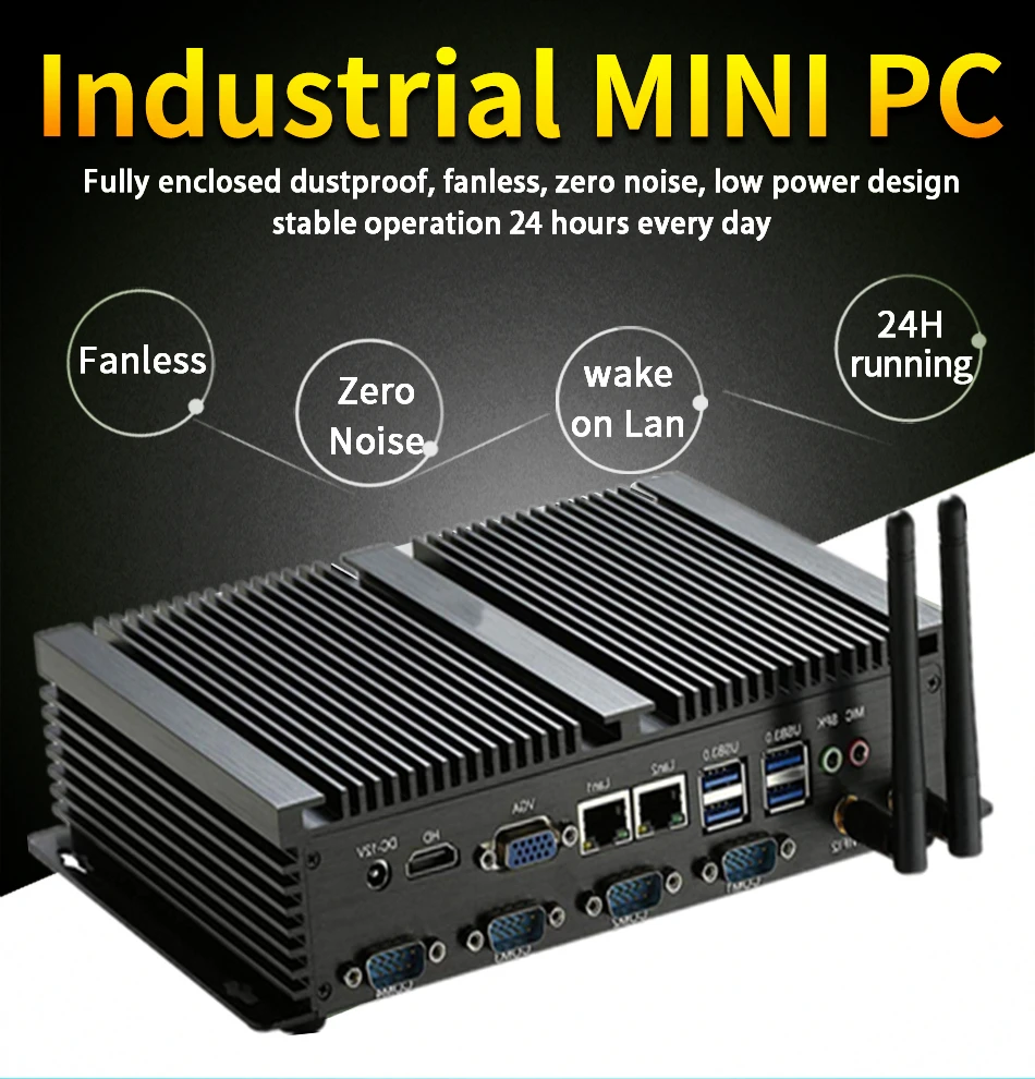 Industrial PC Mini PC I5 3317U 4 COM Dual Intel Nics 4G RAM 64G SSD IM02 by HUNSN