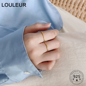 

LouLeur Real 925 Sterling Silver Twist Rings Minimalist Korean Style Thin Ring For Women Fashionable Wedding/Engagement Jewelry