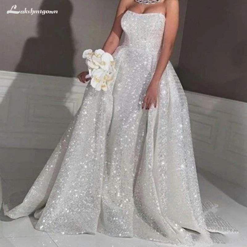 white sequin bridal dress