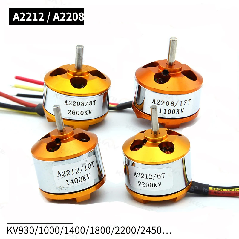 Бесщеточный двигатель A2212 A2208 930KV 1000KV 1400KV 2200KV 2450KV для РУ самолета мультикоптера