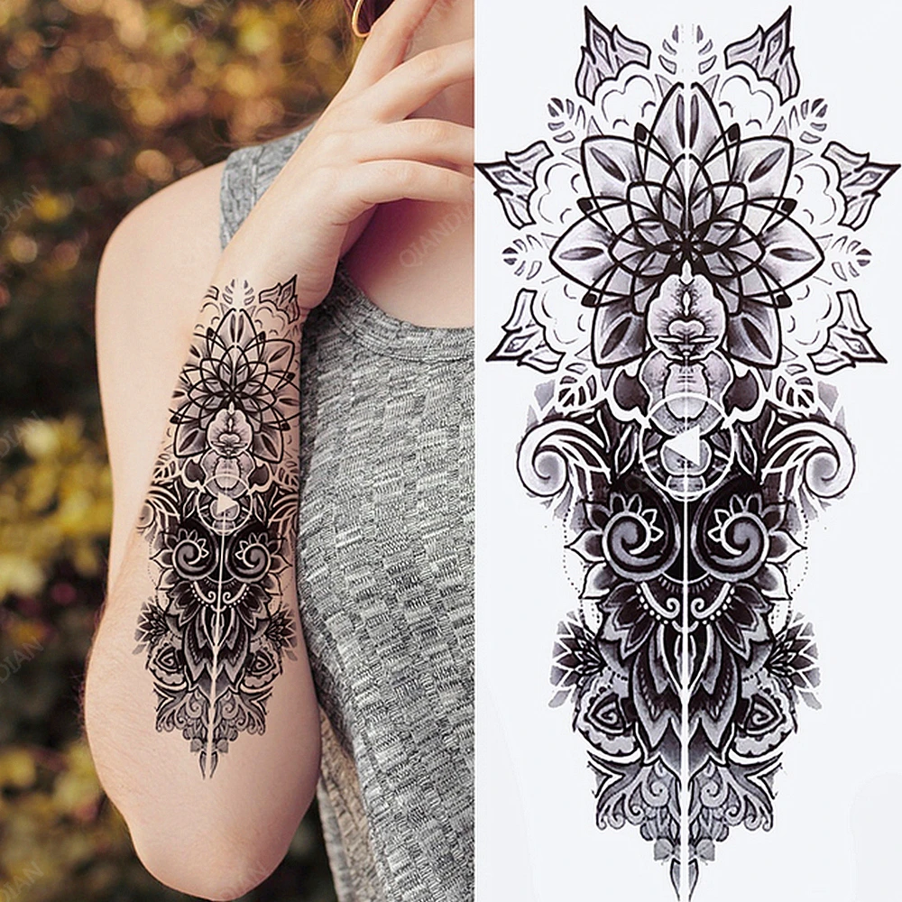 10-delige waterdichte tijdelijke tattoo sticker sexy bloem wolf leeuw  schedel diamant roos mes body arm kunst vrouwen mouw persoonlijkheid -  AliExpress, image size:1000x1000