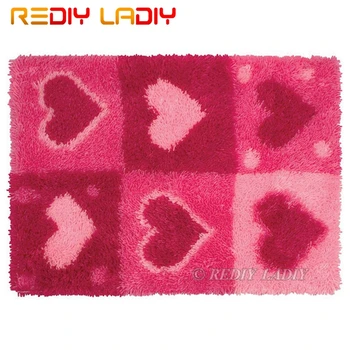 

Latch Hook Kits Make Your Own Rug Pink Love Tapestry Crocheting Cushion Mat DIY Carpet Rug Set Pre-Printed Canvas Hobby & Crafts