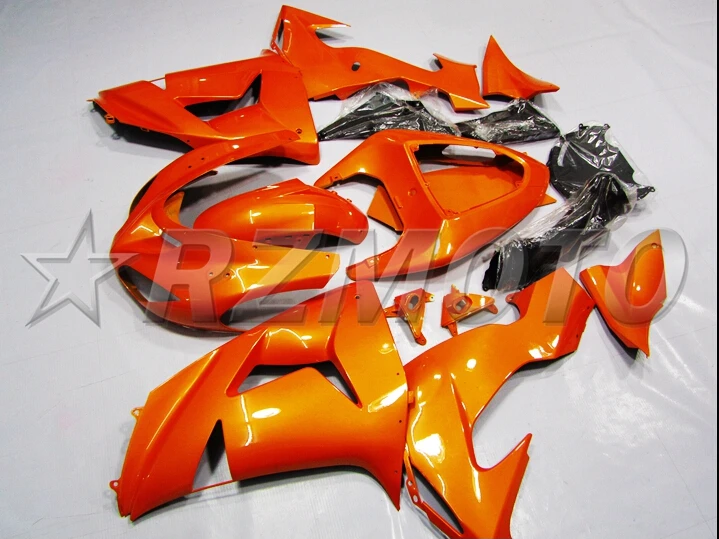 4 бесплатные подарки ABS Полный комплект обтекателя подходит для Kawasaki Ninja ZX-10R ZX10R 2006 2007 06 07 обтекатели набор глянцевый оранжевый