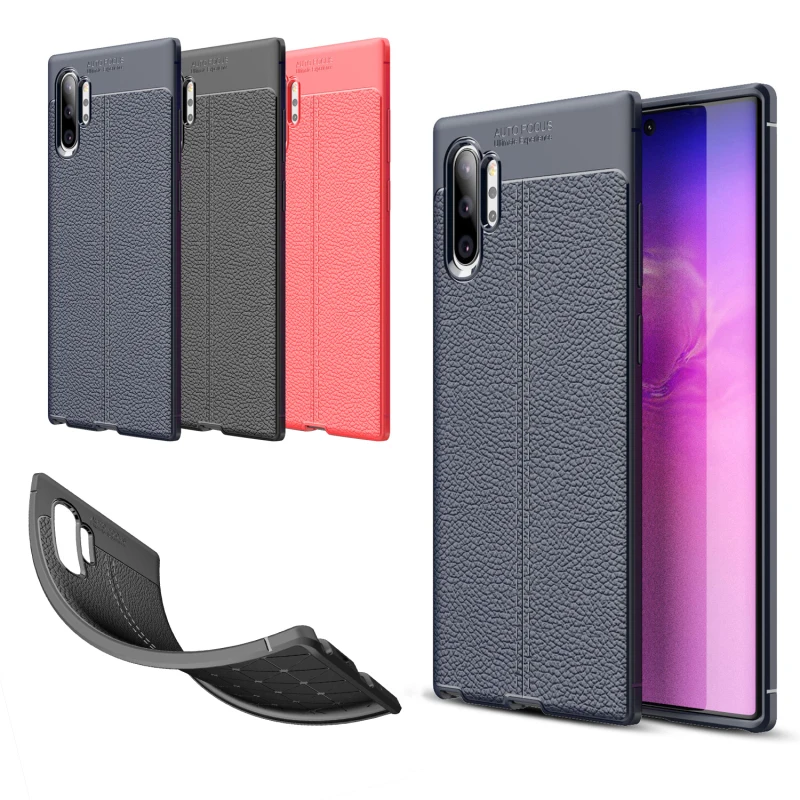 

Mobile Phone Shell Drop Protection Shell for Samsung Note 10 Carbon Fiber Brushed Silicone Phone Case for Samsung Note 10 Pro