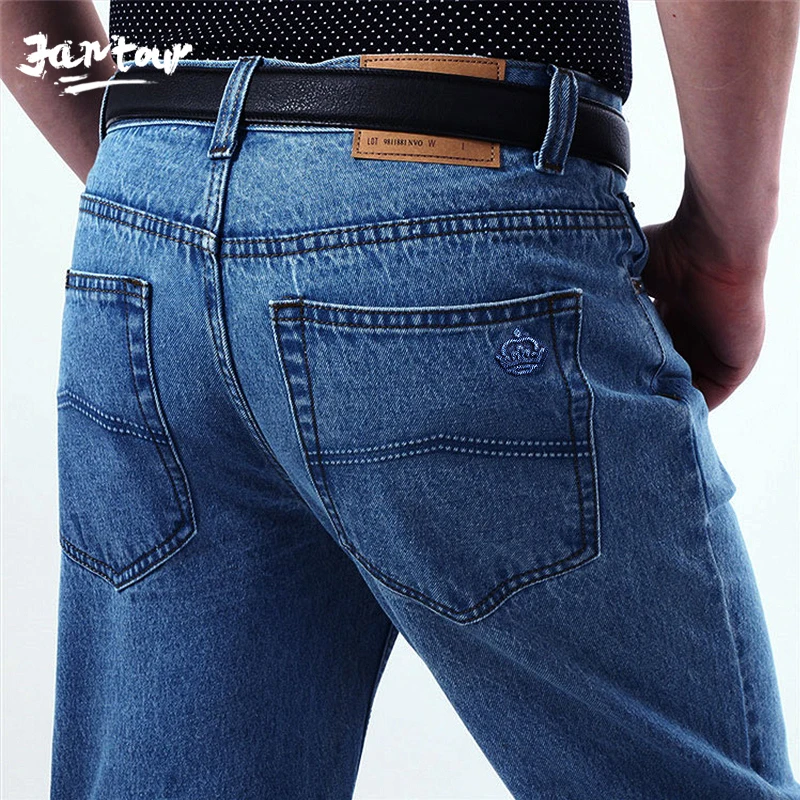 PROD 1005001897229113 02 Spring Autumn High Quality Jeans Men Brand
Denim Cotton Trousers Men`s Business Loose Straight Long Jeans Big size
40 42