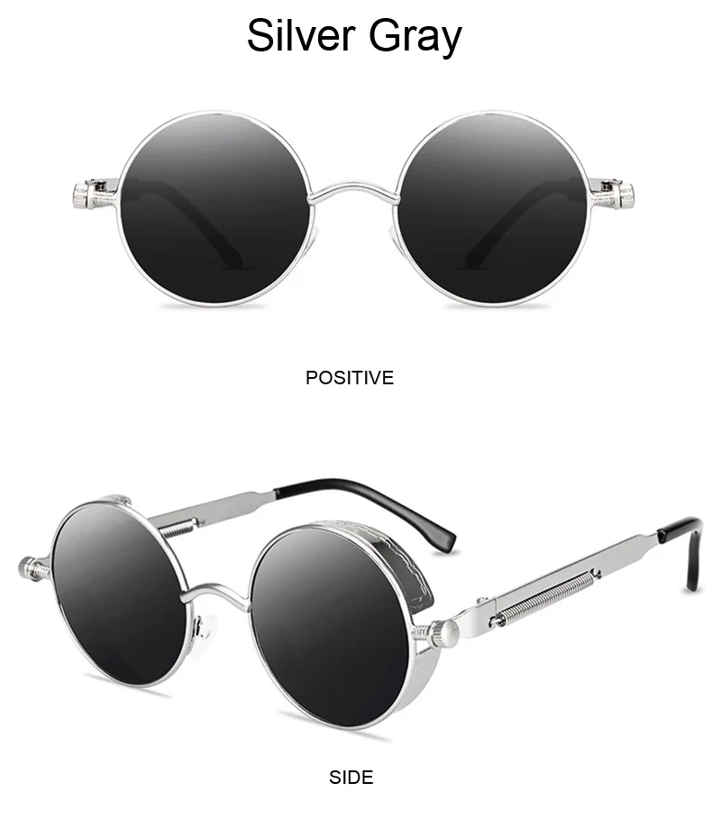 Óculos de sol steampunk vintage redondos design retrô_voghion.com