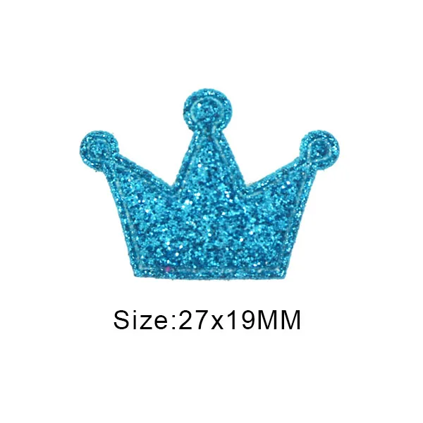 Small Blue Crown 50 шт разноцветные блестящие кожаные накладки Корона/сердце/звезда милые блестящие аппликации нашивки для одежды DIY заколки для волос для девочек - Цвет: Small Blue Crown