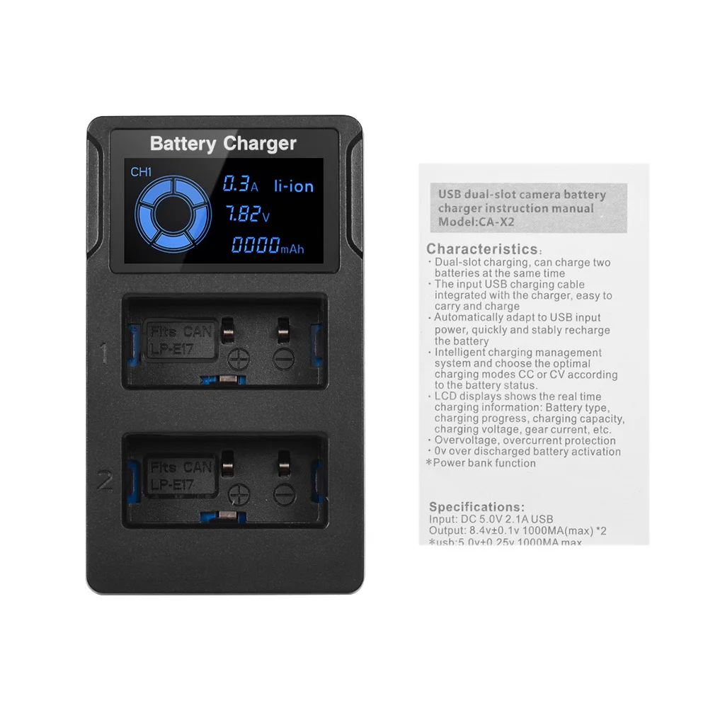 Портативный двойной слот USB зарядное устройство для камеры с ЖК-дисплеем быстрое зарядное устройство для камеры для Nikon Canon батарея для Sony зарядное устройство
