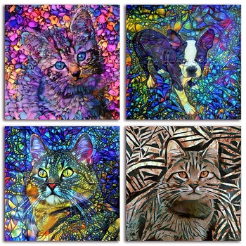 

5D Full Square Diamond painting embroidery Cross stitch Animal colorful cat dog 3D DIY Round Drill Drawing mosaic 134