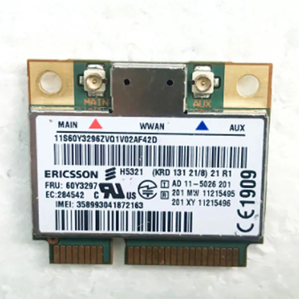 

Ericsson H5321GW Mini PCI-E Wireless 3G WWAN Card HSPA Module FRU 60Y3297 for IBM Thinkpad x1 Carbon X230 T430 S430 T530 W530