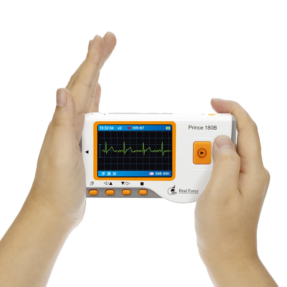 

Heal Force Medical Handheld Easy ECG EKG Monitor Household Use Heart Rate Monitor with USB Cable Electrode Pad Lead Wires