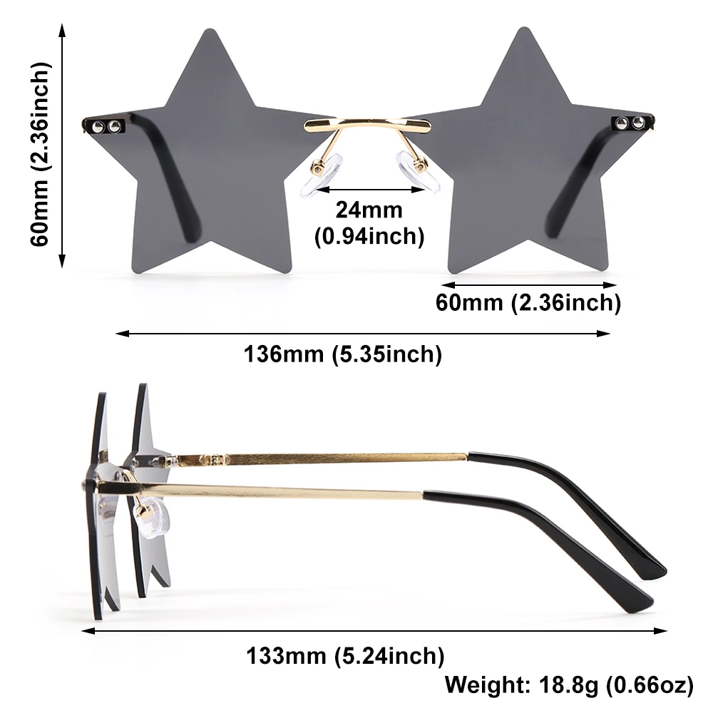 Rimless Star Shape Sunglasses for Driving Trendy Eyeglasses for Women Men Party Funny Pentagram Eyewear Christmas Decor sport sunglasses sports sunglasses metal sunglasses polarized sunglasses