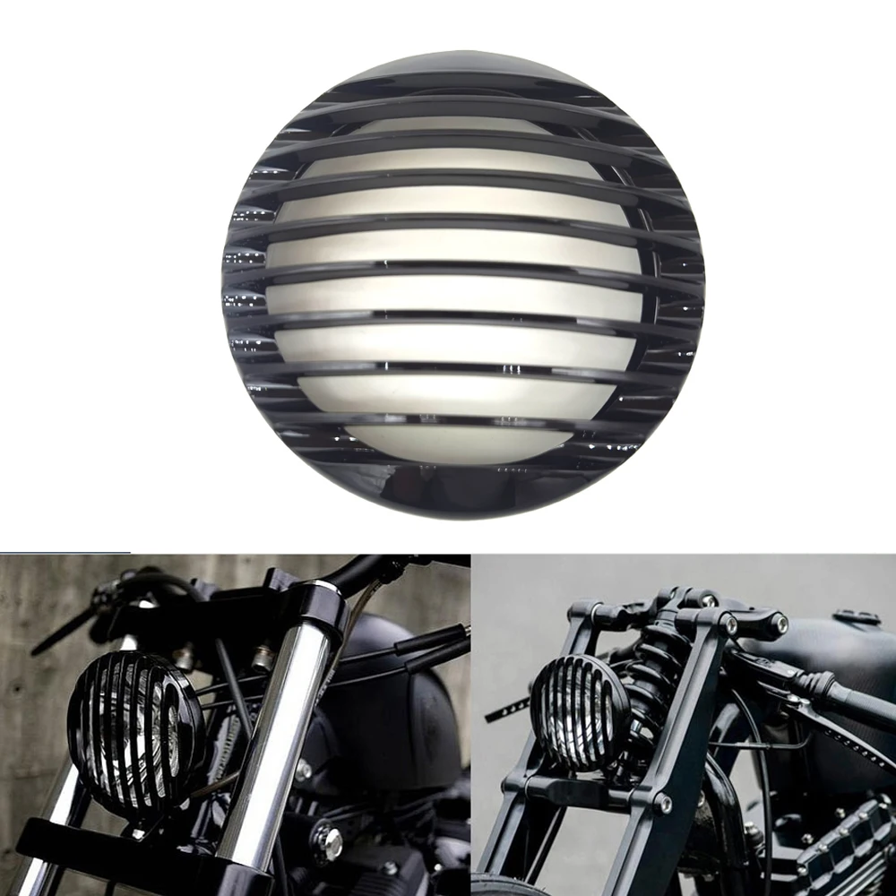 Per Harley Sportster Xl 883 Iron 1200 04-14 Custom Xl1200C 1200 Moto 5 3/4 "Abs Led Copertura Griglia Faro