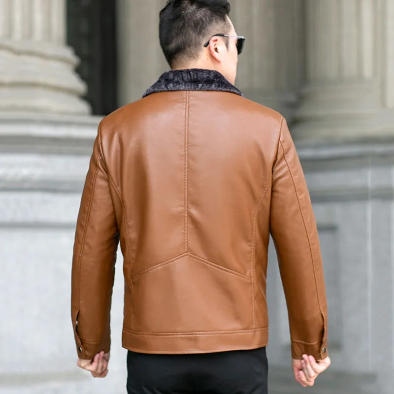 80% OFF Fur Coat Men Leather Jacket 2019 New Winter Thickened Plus Velvet Coat Soft Warm Bomber Jackets Christmas Clothes Deri Ceket