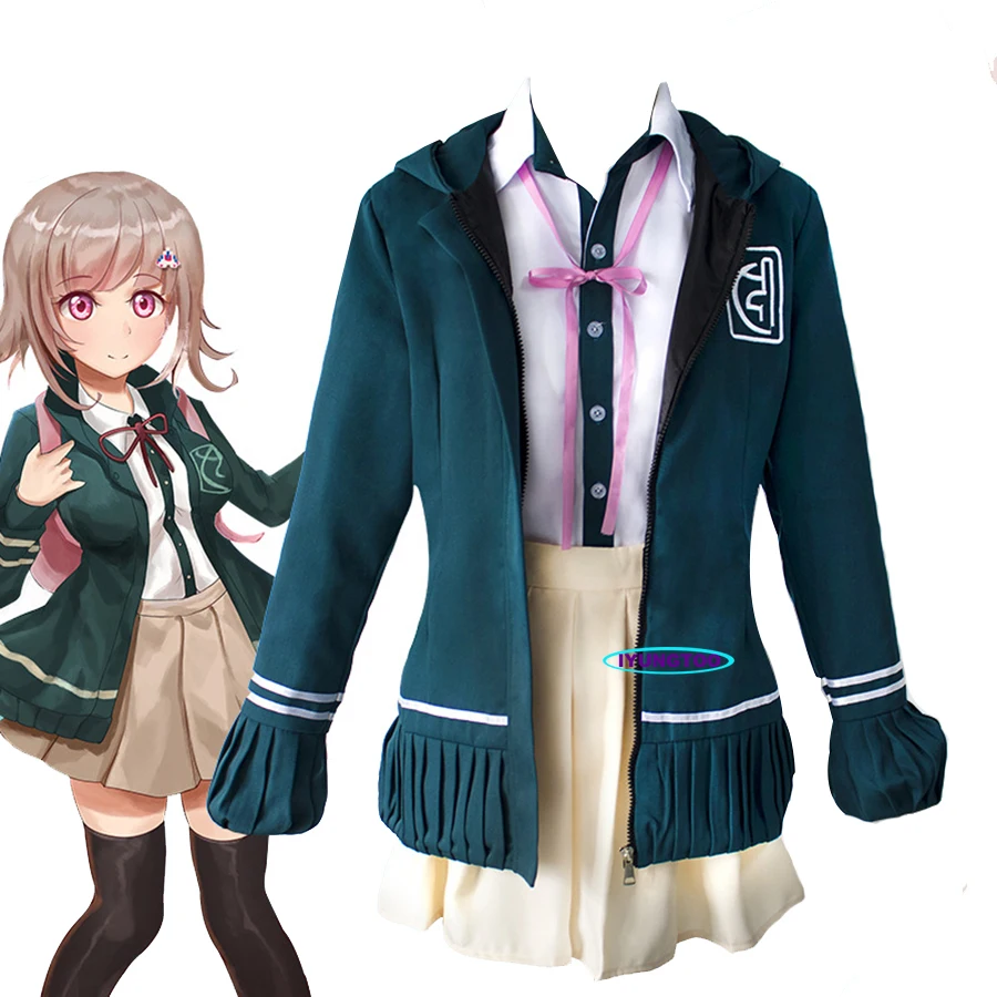 Аниме Косплей DanganRonpa 2 Костюмы Chiaki Nanami школьная форма костюмы куртка рубашка юбка