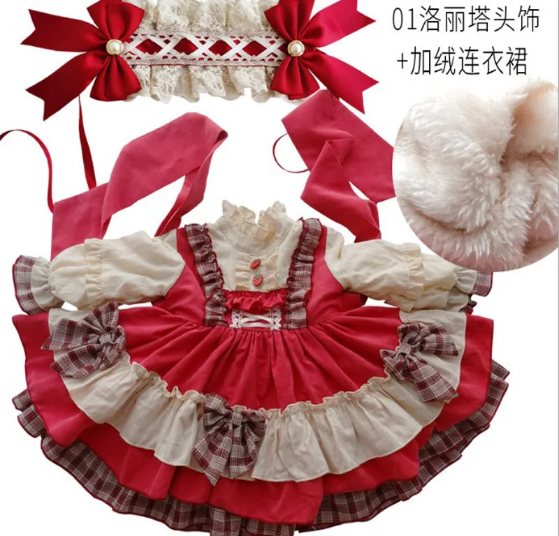 

Children autumn winter dress thick Lolita style casual princess lint dress coat