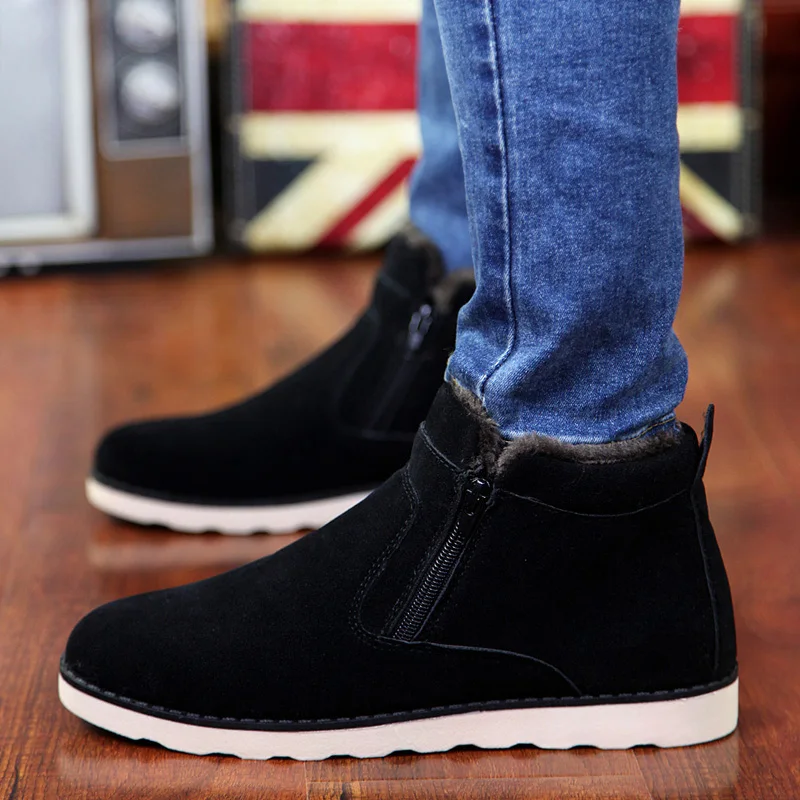 

Top Fashion Cow Suede Leather Shoes Ankle Snow Boots Round Toe Zip Keep Warm Winter Comfortable Warm Footwear Wholesale