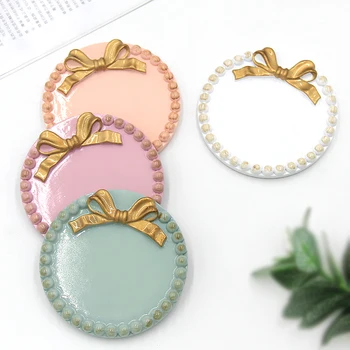 

Nordic Mini Round Bow Cake Storage Trays Makeup Organizer Dessert Plate Decorative Tray for Kitchen Home Decor