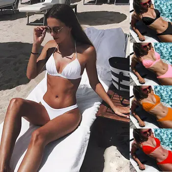 

New Style Fashion Hot Women Bandage Solid Bikini Push-up Padded Bra Swimsuit Bathing Two-Piece Suits Bikini Swimwear