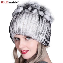 BOoDinerinle, женские шляпы из кроличьей шерсти, теплые утолщенные меховые шапки, женские цветные вязаные шапки, зимняя шапка