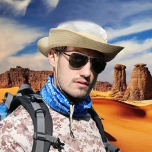 Bucket Hat Lightweight Quick Drying Folding Sunshade Outdoor Fisherman Cap With Chin String Khaki Y