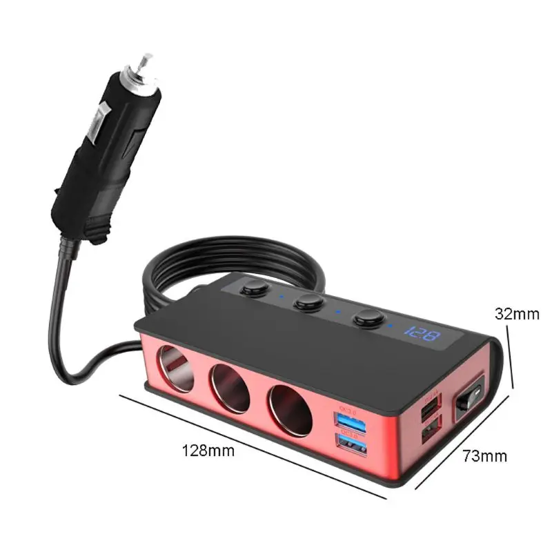 12 V/24 V 3x Разветвитель Прикуривателя QC 3,0 4x для быстрой зарядки с usb-портом, Зарядное устройство вольтметр Мощность выключатель света для мобильного телефона gps
