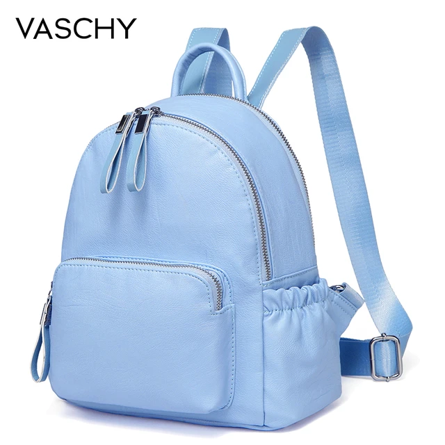 VASCHY Baby Blue Mini Backpack Purse,Vaschy Faux Leather Small