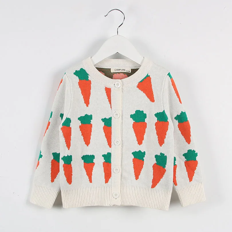 

2019 Carrot Embroidery Cardigan Family Matching Clothing Spring Autumn Cotton Family Look Style Sweaters Mother Daughter Clothes
