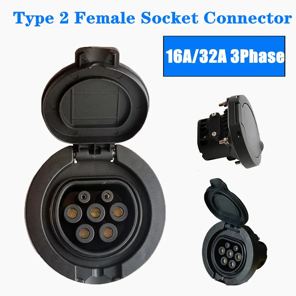EV Charging Socket Outlet Type 2 Socket Connector 4 Point Fixed European Standard IEC 62196-2 32A 3 Phase AC ev charger