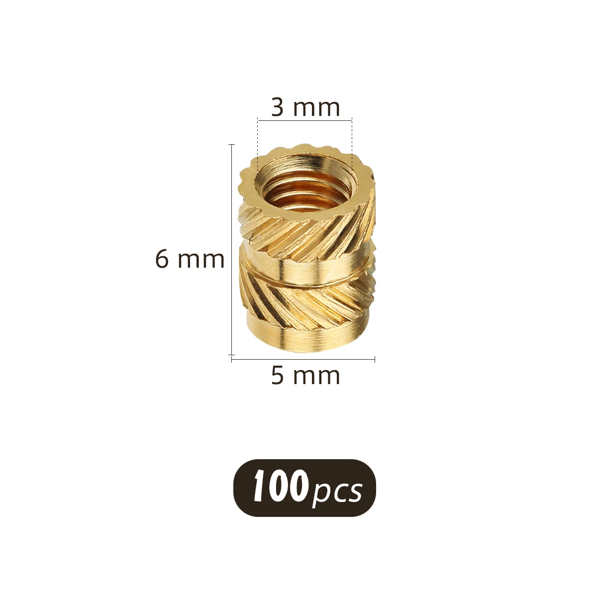 100x Insert Embedment Nut 3D Printer M3 Thread Knurled Brass Threaded Heat Set 