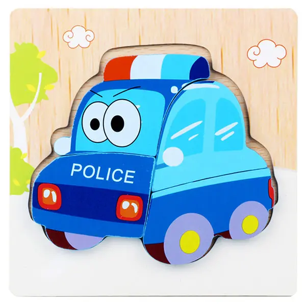 3D головоломки картонные животные деревянные игрушки-паззлы для детей развивающий подарок головоломки детские дошкольные учебные принадлежности дропшиппинг - Цвет: Police Car