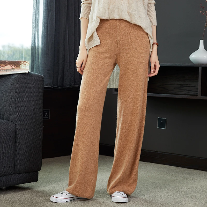 Pantaloni da donna pantaloni in maglia di lana 100% pantaloni da donna  morbidi e spessi caldi pantaloni elastici da donna taglie forti -  AliExpress Women's Clothing