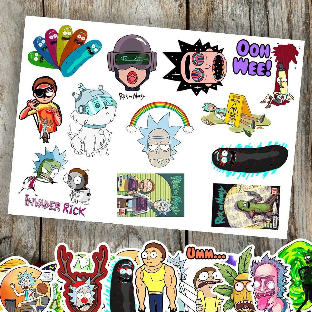 50 шт./партия наклейки Rick and Morty s Наклейка для сноуборда багажа Холодильник стиль ноутбука Наклейка s Мультфильм Аниме DIY Наклейка в стиле граффити