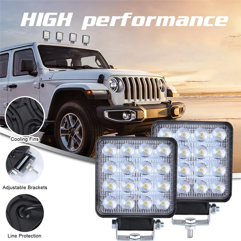 

kongyide car light NEW LED Work Light Pods 4 Inch 160W Square Spot Beam Offroad Driving Light Bar daytime running light exterior