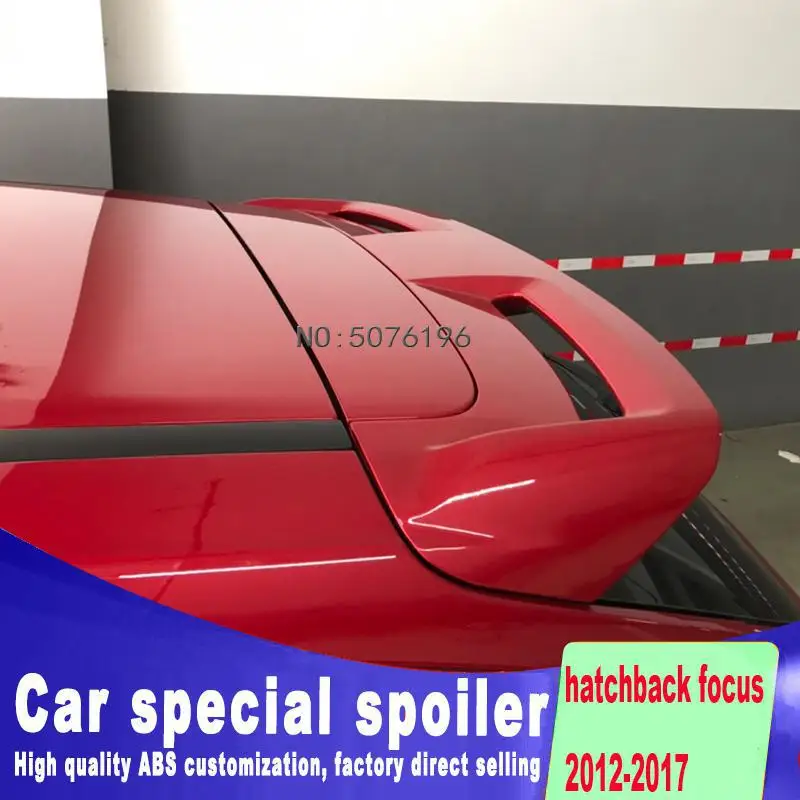 Спойлер для фокуса 2012- Ford Focus Хэтчбек QBK Спойлер ABS пластиковый материал заднее крыло автомобиля цветной задний спойлер