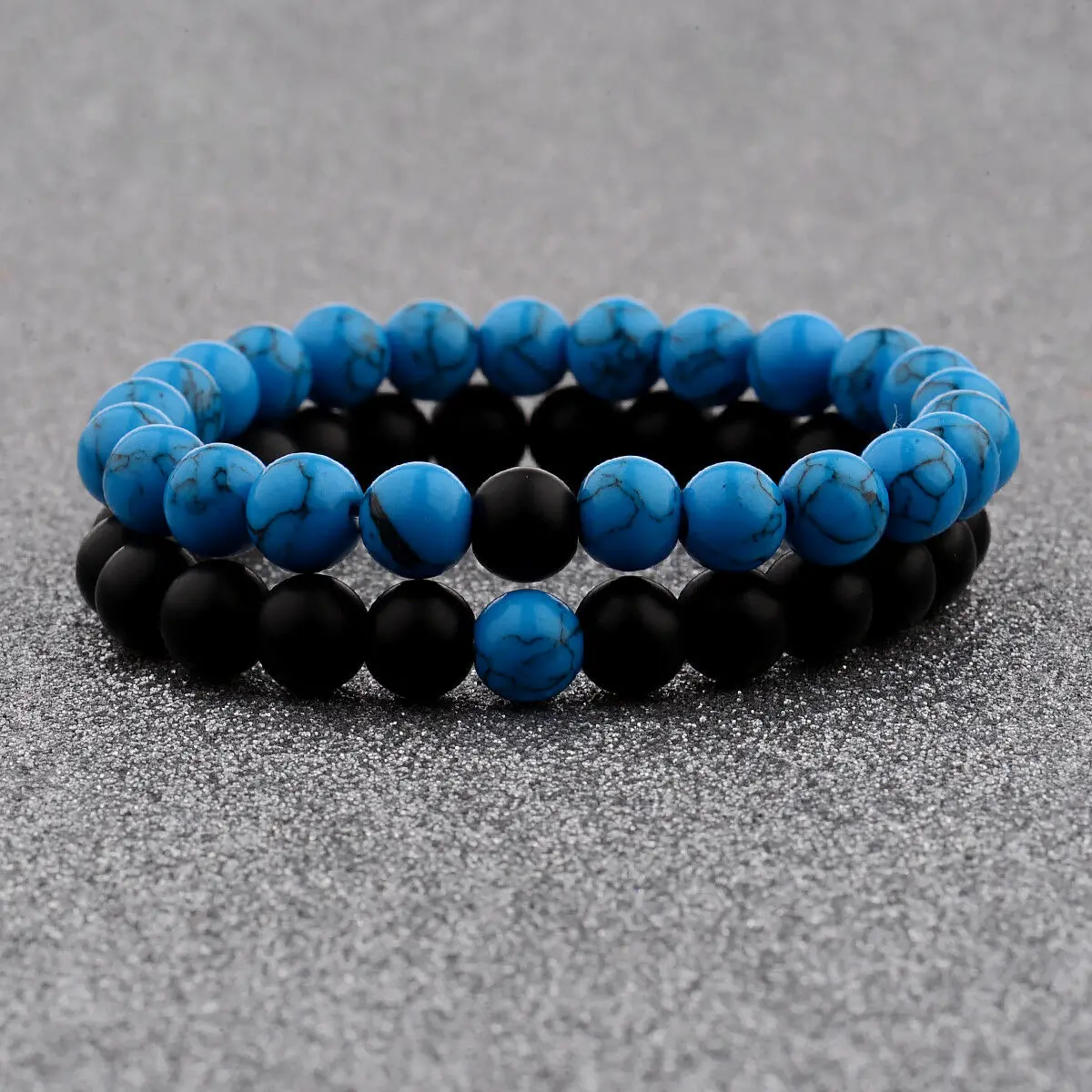 Couple 4 Пара браслетов из натурального камня для влюбленных, браслет с бусинами для мужчин и женщин, браслет с камнями Инь-Ян, браслет на запястье, подарок на день Святого Валентина - Окраска металла: Couple 4