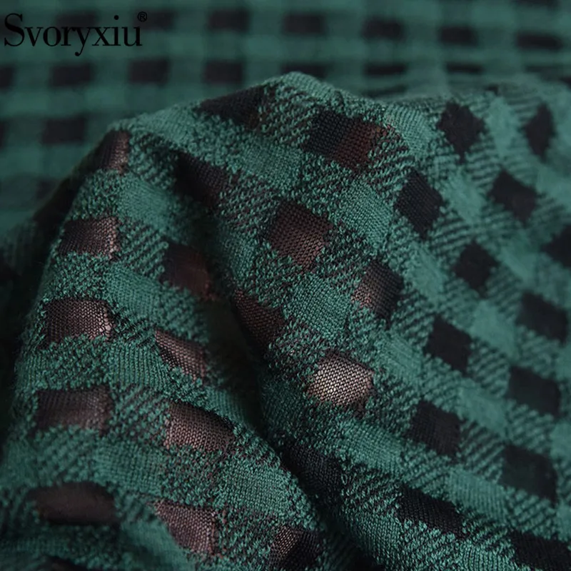 Svoryxiu модный черно-белый клетчатый шерстяной трикотажный свитер пуловеры женские осенние зимние дизайнерские тонкие прозрачные вязаные топы