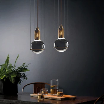 

Individuality Globe E27 Pendant Lamp Iron Crystal Glass Ball Lamp Shade LED Home Decor Simple Bedside Reading Hanging Light