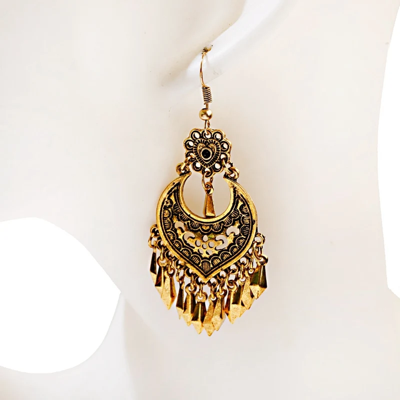 Bohemia Retro Gold Color Earring For Women Gypsy Flower Tassel Dangling Earrings Turk Jhumka Indian Jewelry drop earrings dangle earrings long earrings