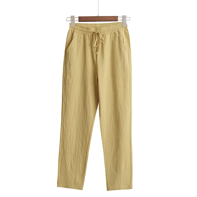 

Cotton Linen Pants Women Trousers Loose Solid Color Women Harem Pants Plus Size Capri Nine-point pants, thin legs, long pants
