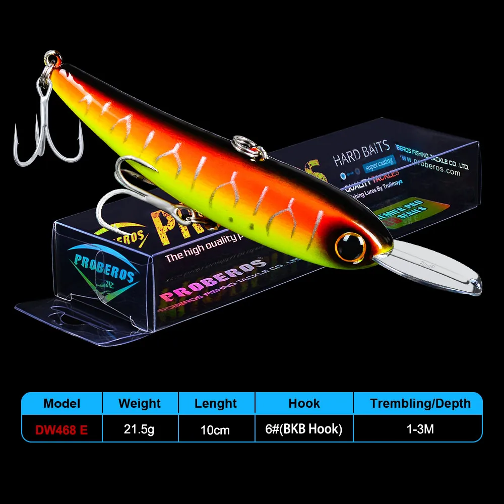 PRO BEROS 1 шт. блесна Рыболовная Приманка 10 см-3,9" Искусственный бас 21,5 г-0,76 унций приманки 6# крючок bkb твердый воблер снасти - Цвет: E