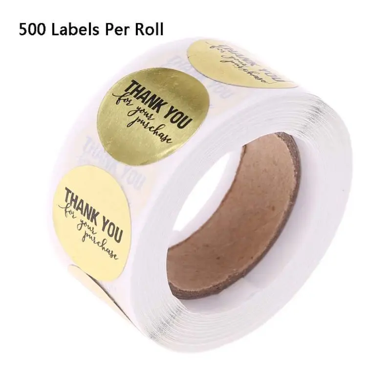 

500pcs/Roll Round Gold Thank You for Your Purchase Stickers Seal Labels Scrapbooking