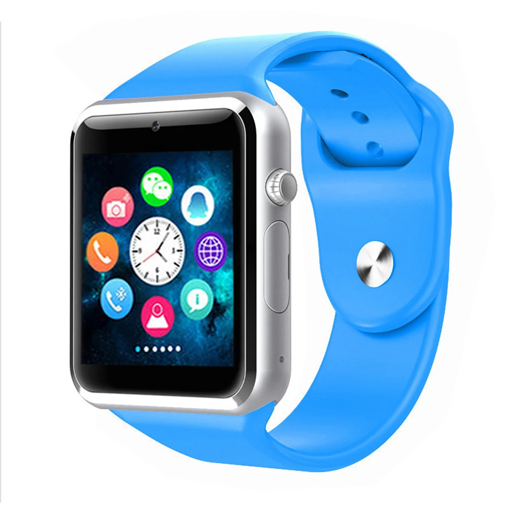 blue A1 наручные часы Bluetooth Смарт часы спортивные Шагомер с сим-камерой Smartwatch для Android часы - Цвет: blue